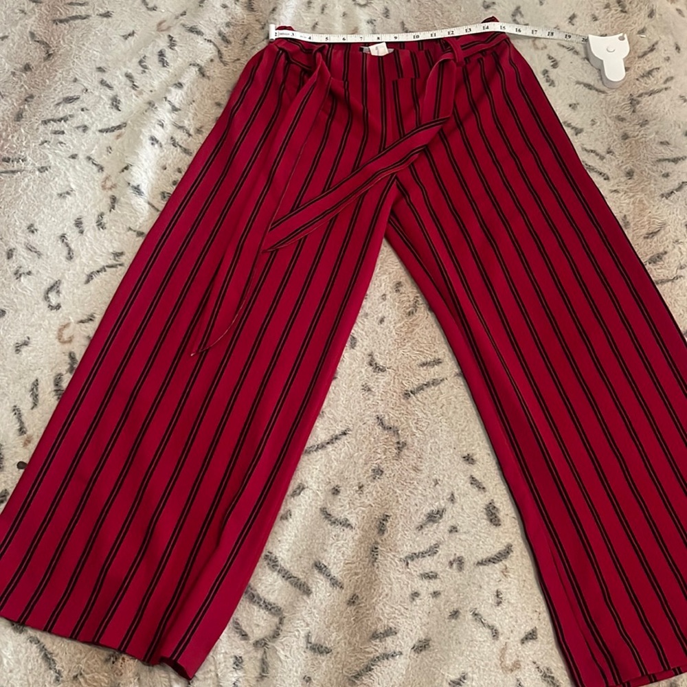 Ashley Blue wide leg dressy pants stretchable. Red with black stripes